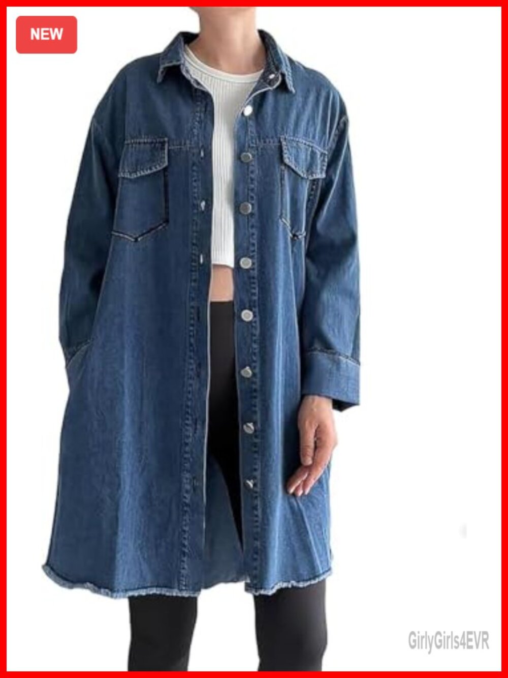 Minibee Denim Jacket Button Down Shirt Long Sleeve Cotton Blouses